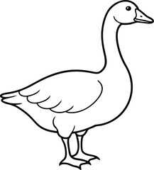 Graceful swan logo icon line art vector illustration with minimalist style