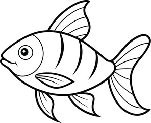 Fish logo icon line art vector illustration of a freshwater fish swimming in elegant line art