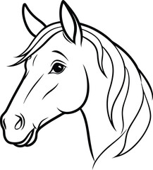 Horse head logo icon line art vector illustration of a sleek profile with minimalist design