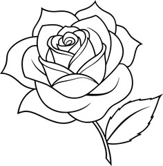 Rose flower logo icon line art vector illustration featuring a minimalist floral design for modern branding