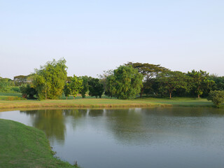 Golf green field quiet without people