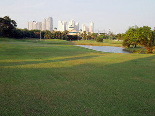 Golf green field quiet without people