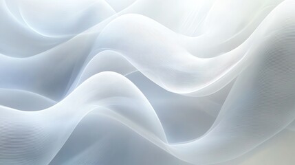 Fototapeta premium A serene abstract background featuring soft, flowing waves in a gentle white hue, creating a sense of calm and tranquility.