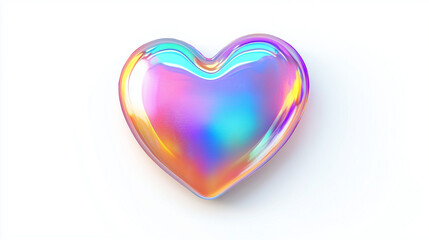 Heart shape hologram sticker isolated on white background .