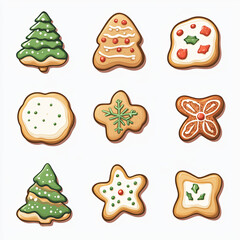 create a clipart of a dozen christmas cookies 