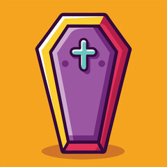 Obraz premium Halloween coffin Cartoon Vector Icon Illustration. Flat Cartoon Style.