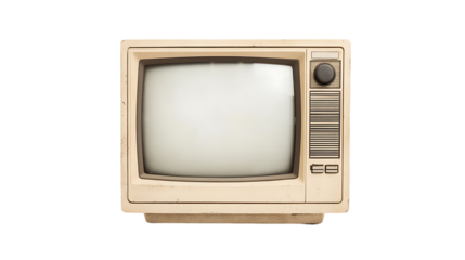Old retro television with blank screen isolated on white background
