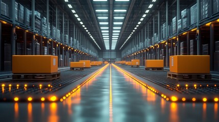 Machine learning optimizes warehouse efficiency through automation in a modern distribution center