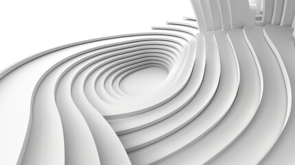 Obraz premium Abstract Architectural Detail, Ethereal White Minimalist Swirls and Geometric Shapes, Soft Light