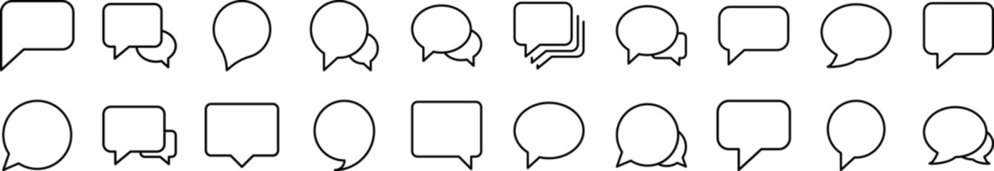 Pack of Line Icons of Speech Bubble. Editable Stroke. Minimalistic Linear Pictogram for Design of Cards, Apps, Banners, Posts