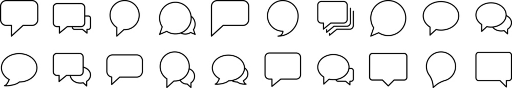 Collection of Line Icons of Speech Bubble. Editable Stroke. Minimalistic Linear Pictogram for Design of Cards, Apps, Banners, Posts