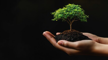 Hands Holding a Young Tree