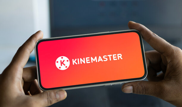 Dhaka, bangladesh- 18 Sep 2024: Kinemaster logo is displayed on smartphone. KineMaster is the best video editor.