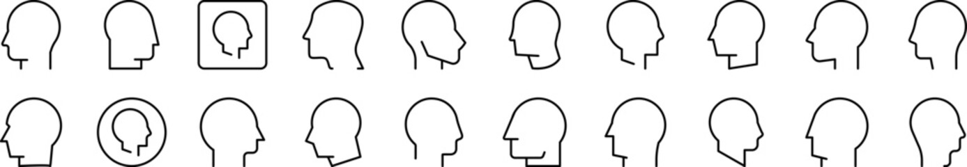 Faceless Person Profile Line Icon Bundle. Editable Stroke. Minimalistic Linear Pictogram for Design of Cards, Apps, Banners, Posts