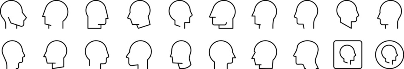Set of Line Icons of Faceless Person Profile. Editable Stroke. Minimalistic Linear Pictogram for Design of Cards, Apps, Banners, Posts