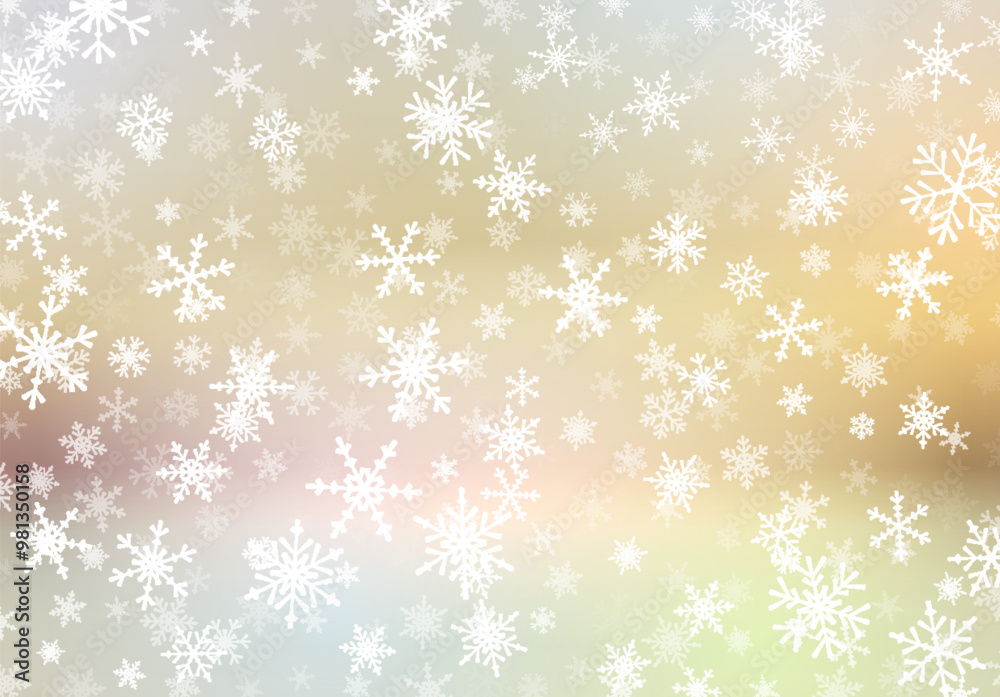 Poster christmas background with snow falling on the blurred background. snowflakes, soaring on the soft ba