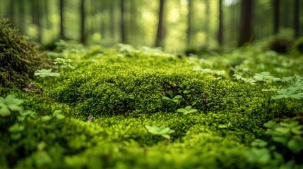 Closeup of Lush Moss in a Forest