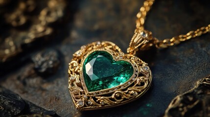 Emerald Heart Pendant Necklace