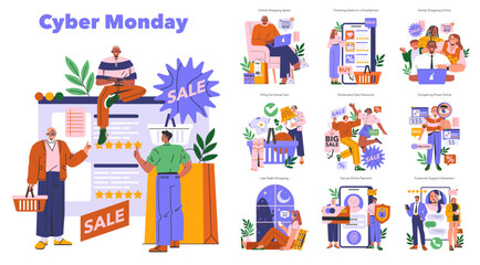 Cyber Monday. Flat Vector Illustration