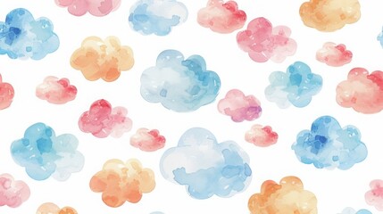 A watercolor painting of clouds pattern