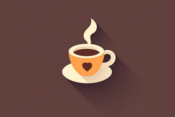 Obraz premium An icon of a steaming hot coffee cup with visible steam rising, representing warmth and comfort.