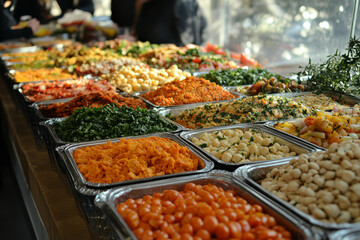 Obraz premium A table full of food with many different types of food