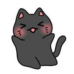 Obraz premium Cute Black Cat, Doodle, Illustration