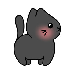 Cute Black Cat, Doodle, Illustration