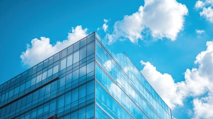 Modern Glass Building Against Blue Sky