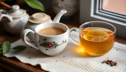 cup of tea with lemon and cinnamon