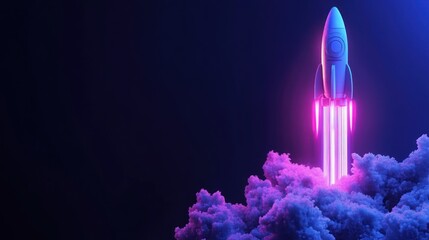 Rocket Launch into the Neon Sky