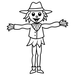 Haunting Scarecrow Silhouette Eerie Line Art Vector