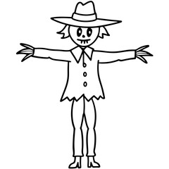 Haunting Scarecrow Silhouette Eerie Line Art Vector