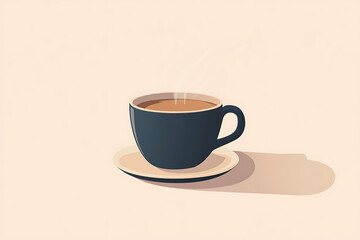 Fototapeta premium An icon of a steaming hot coffee cup with visible steam rising, representing warmth and comfort.