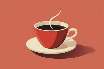 Obraz premium An icon of a steaming hot coffee cup with visible steam rising, representing warmth and comfort.