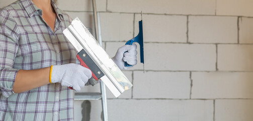 Concept of plastering and finishing works services.