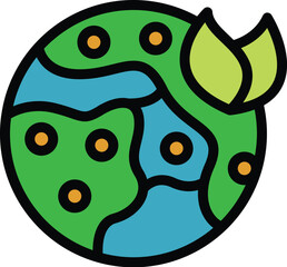 Green world environment icon with leaves growing, representing environmental conservation and sustainability