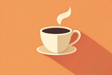 Obraz premium An icon of a steaming hot coffee cup with visible steam rising, representing warmth and comfort.