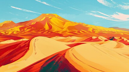 Naklejka premium Neo-expressionist desert with exaggerated dunes and vibrant emotional brushstrokes