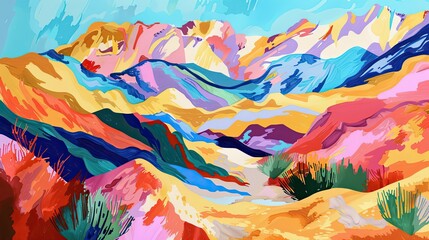 Dynamic Fauvist desert scene with bold expressive strokes and vibrant colors