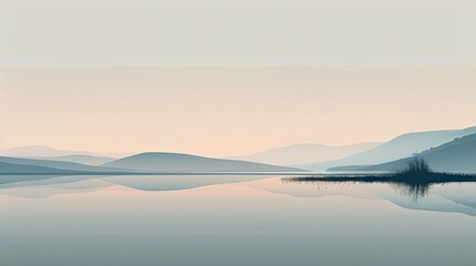Fototapeta premium Minimalist river scene with clean lines and subtle gradients emphasizing simplicity