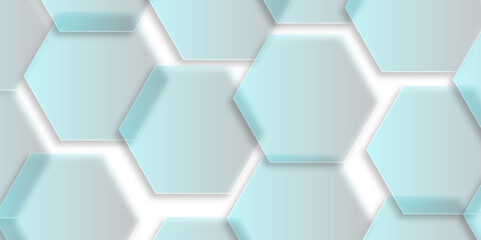 Fototapeta premium Hexagon Beehive honeycomb pattern wall ash and white. Set of blue hexagons on white background. Infographic templates design. 9 Empty honeycombs with place for images. Vector realistic. 