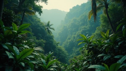 tropical forest in the morning
