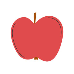 Whole hand drawn in doodle style red apple. Fresh vitamin food. Healthy lifestyle