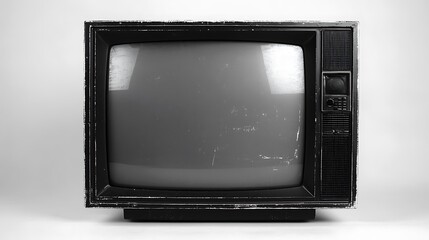 Old retro television set with blank screen isolated on white background