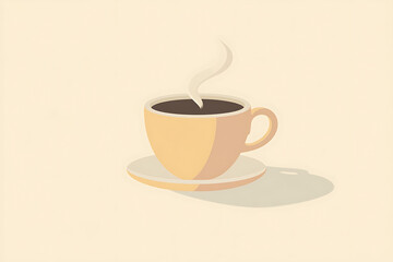 Obraz premium An icon of a steaming hot coffee cup with visible steam rising, representing warmth and comfort.