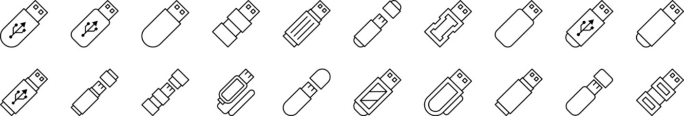 Flash Card or Memory Card Icon Set for UI, Placards, Books, Apps. Editable Stroke. Suitable for Web Sites, Books, Cards, Apps