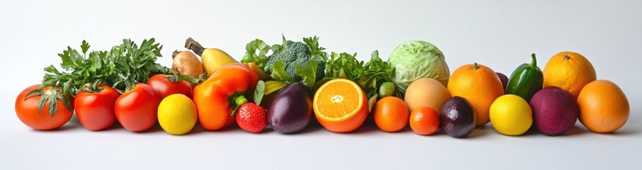 Fruit and vegetable banner with a white background. farmer's day