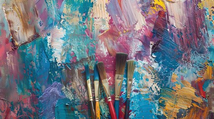 Post-impressionist paintbrushes with bold colors and expressive brushstrokes