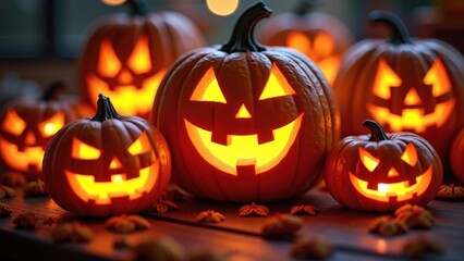 Fototapeta premium halloween pumpkin on a dark background